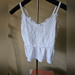 Sim & Sam White Eyelet Peplum Tank Top - Size M
